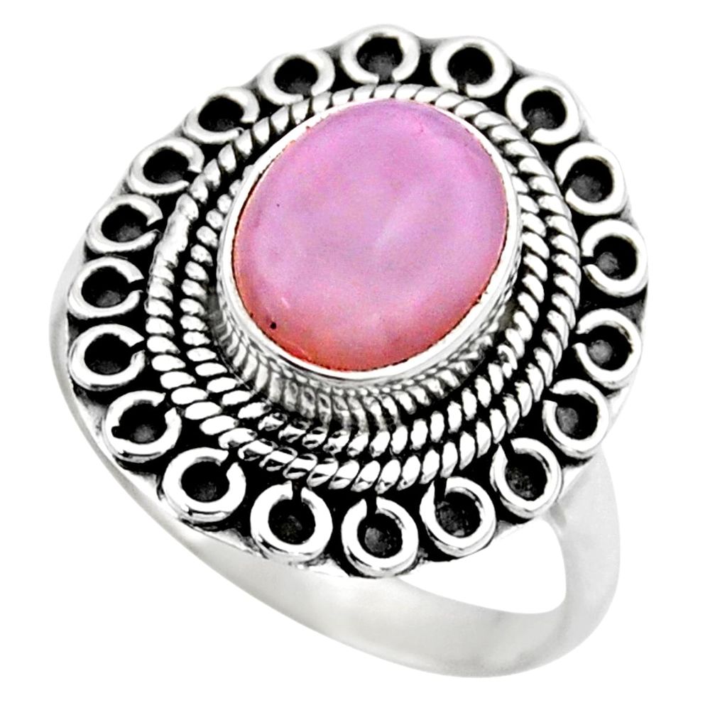 4.22cts natural pink opal 925 sterling silver solitaire ring size 8.5 r53128