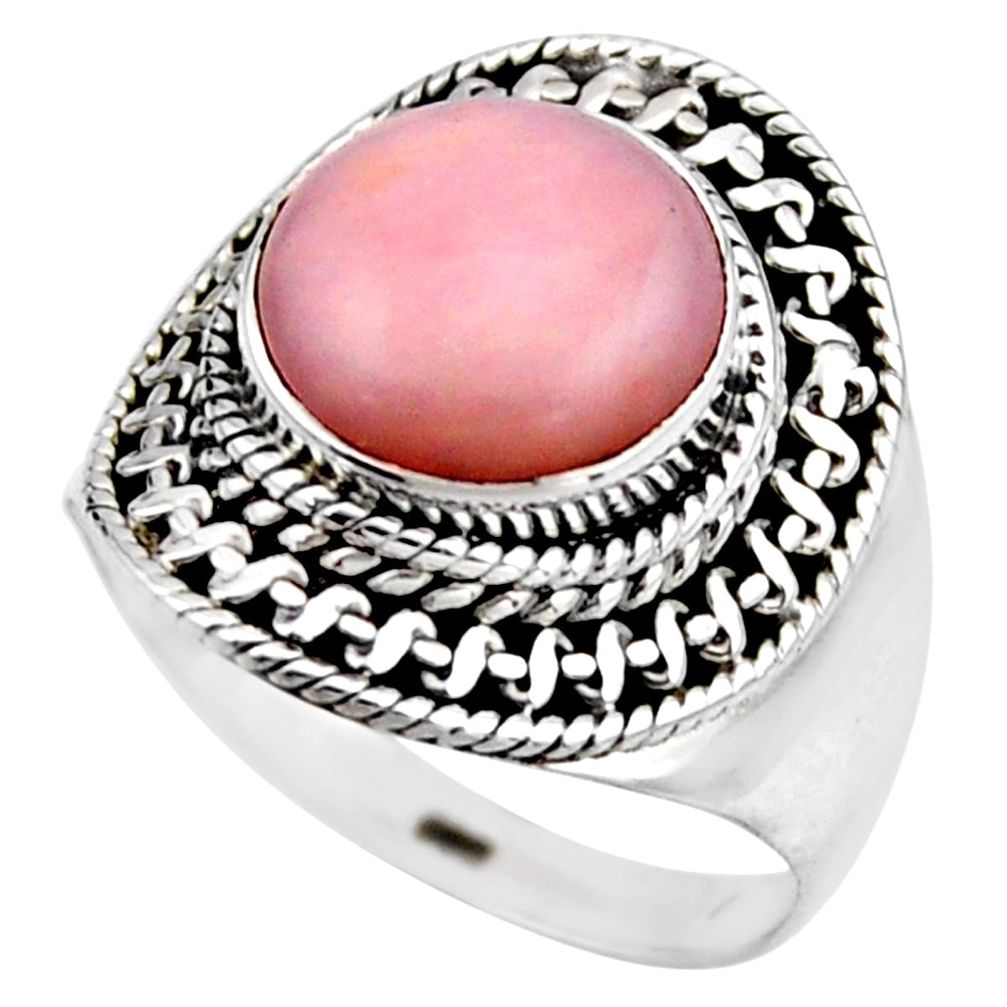 4.70cts natural pink opal 925 sterling silver solitaire ring size 7.5 r53463