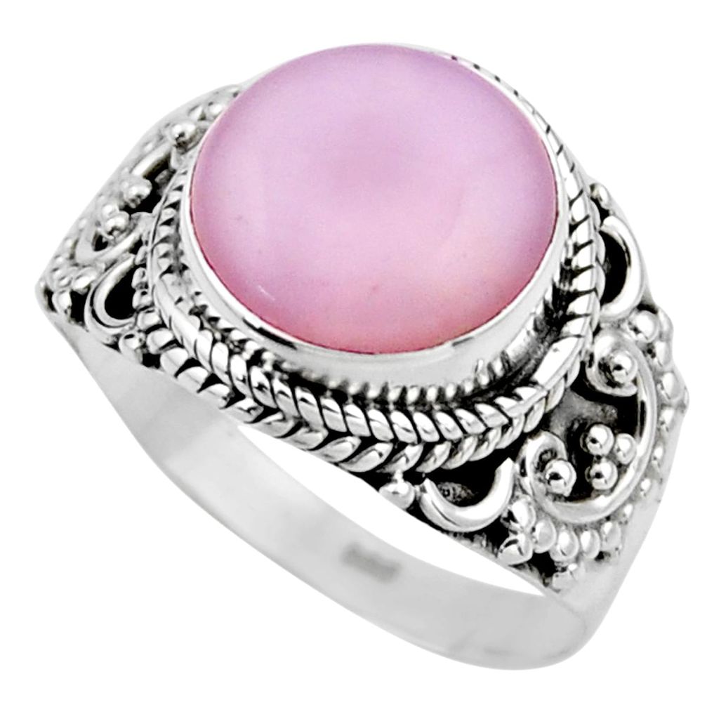 4.82cts natural pink opal 925 sterling silver solitaire ring size 6.5 r53528