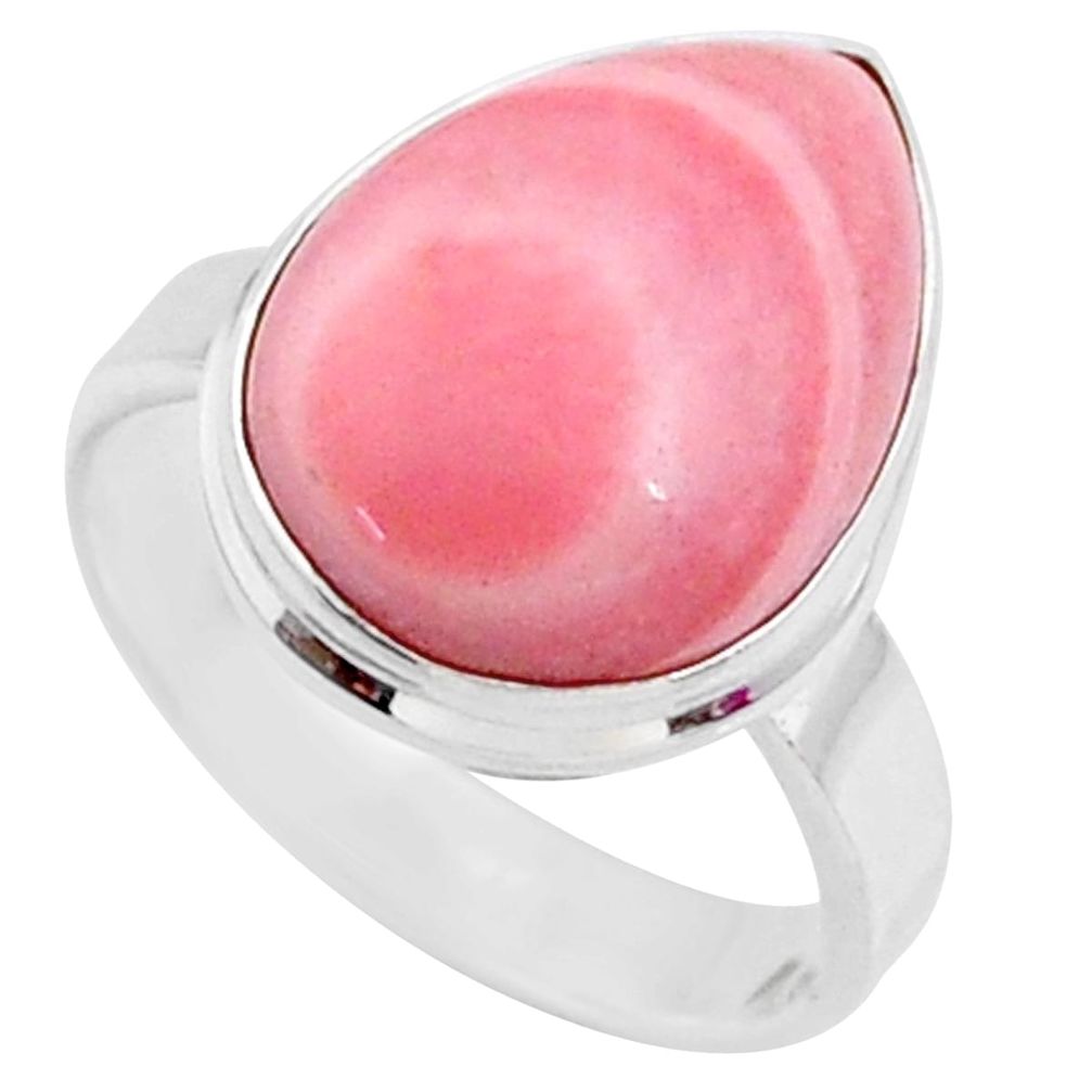 9.61cts natural pink opal 925 sterling silver solitaire ring size 7.5 r66189