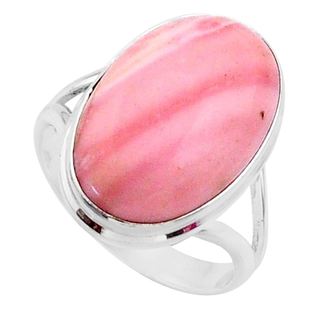 12.55cts natural pink opal 925 sterling silver solitaire ring size 8.5 r66200