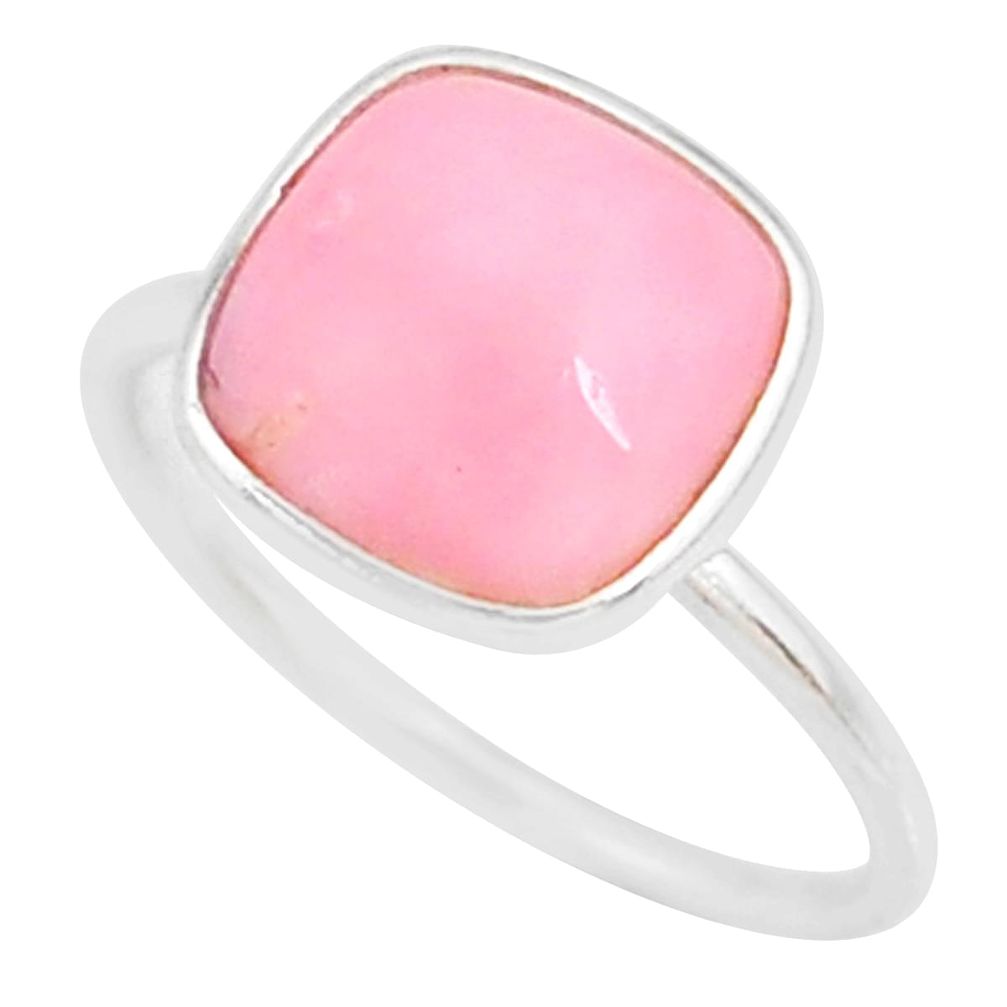 4.16cts natural pink opal 925 sterling silver solitaire ring size 6.5 r81700