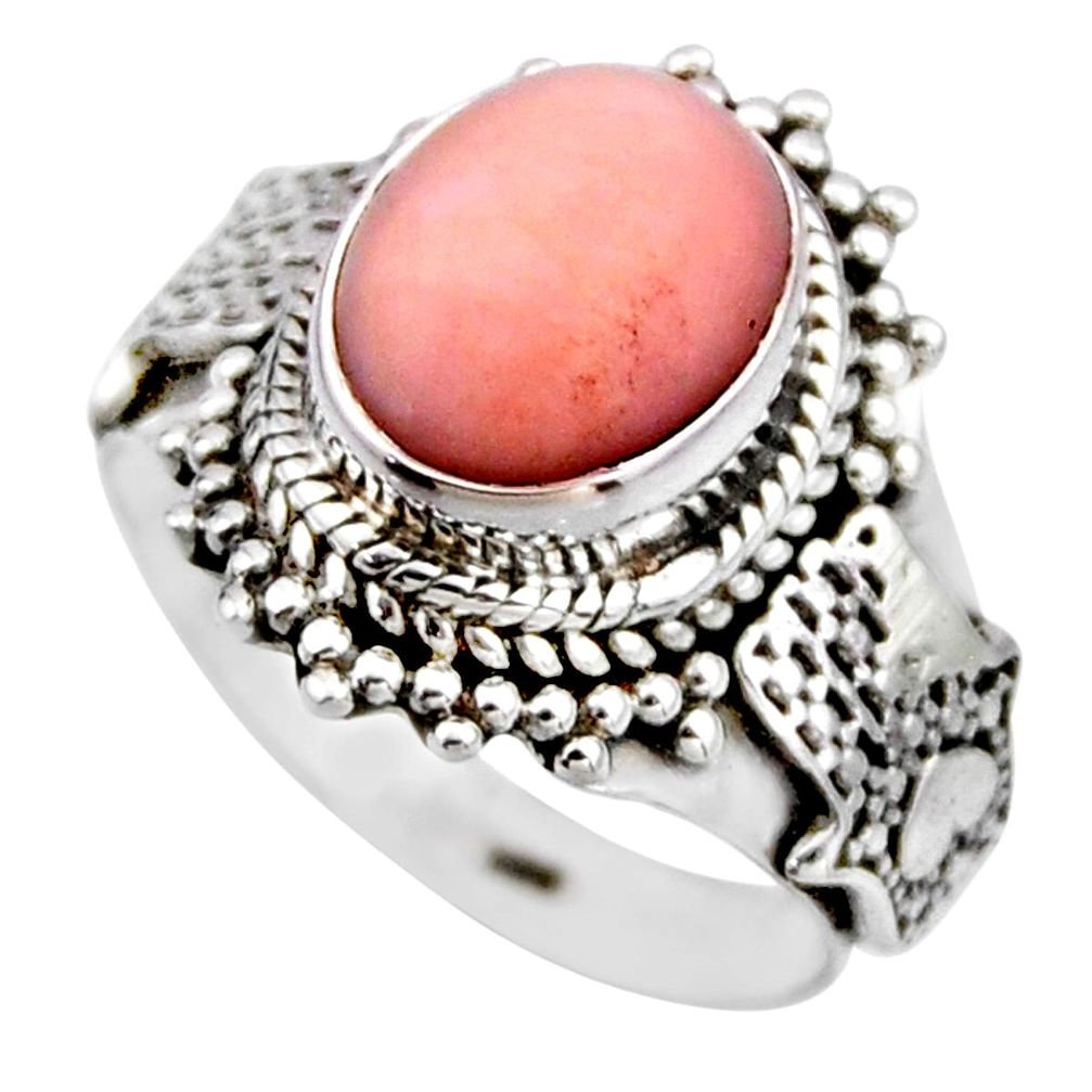 4.02cts natural pink opal 925 sterling silver solitaire ring size 6 r53461