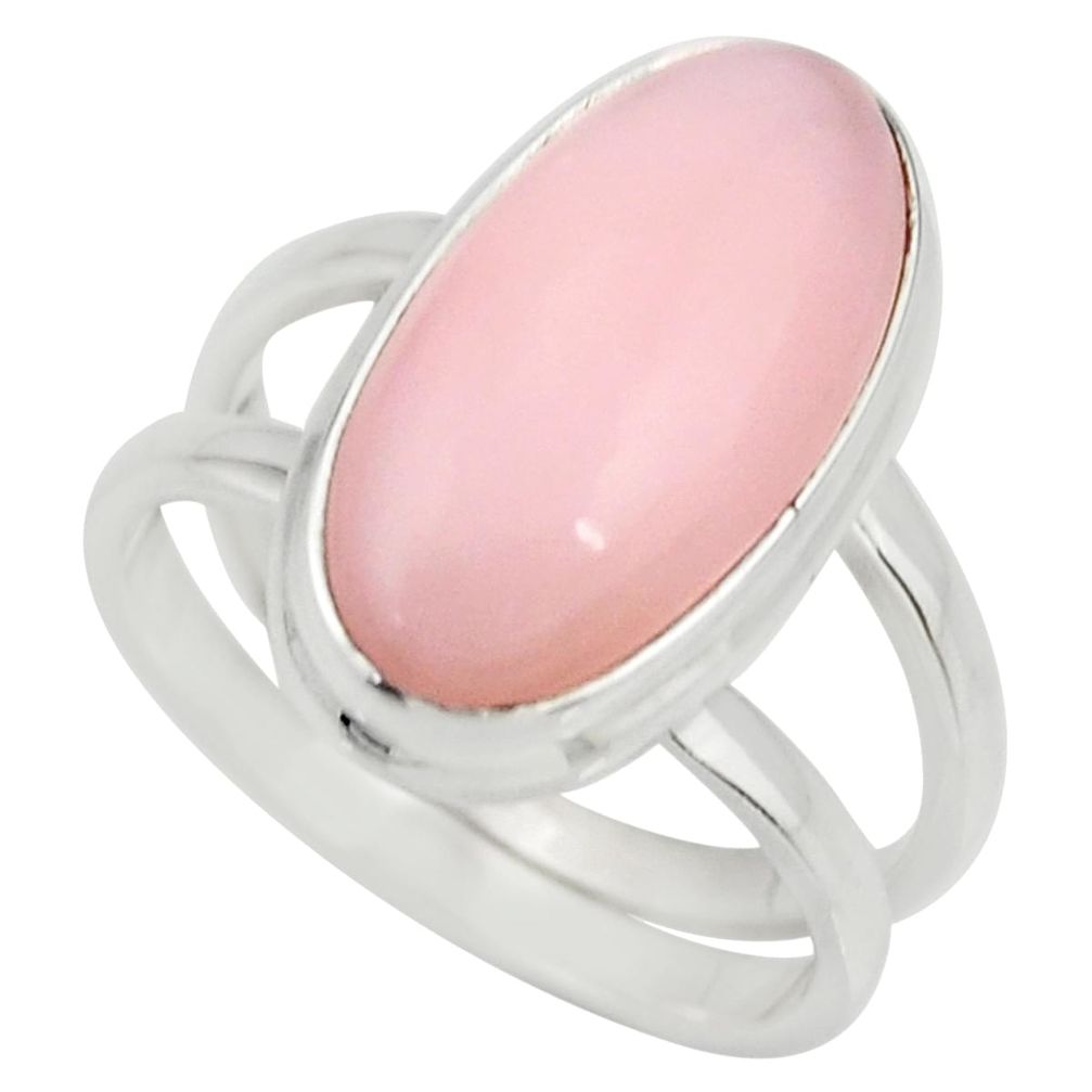 5.79cts natural pink opal 925 sterling silver solitaire ring size 7 r27242