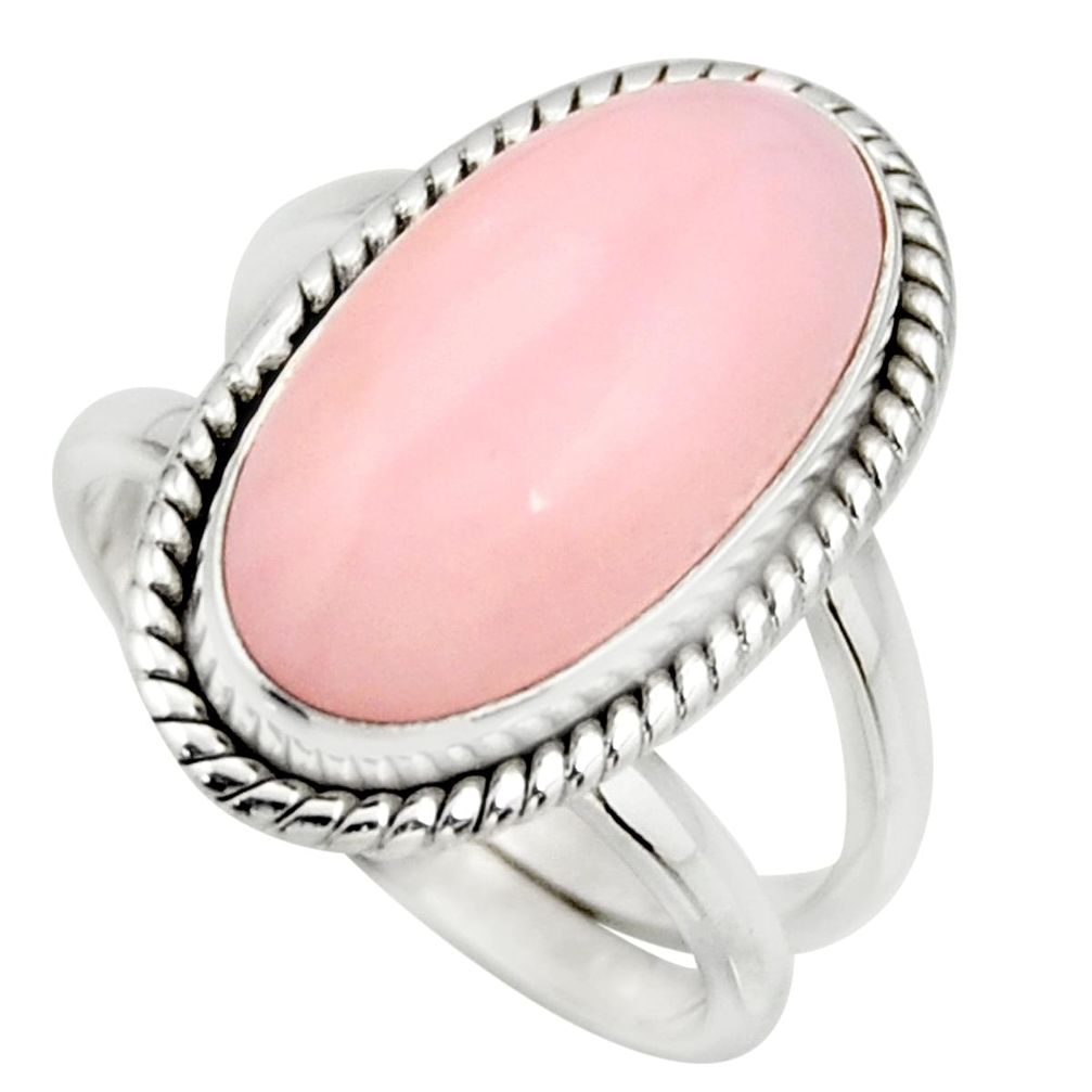 5.97cts natural pink opal 925 sterling silver solitaire ring size 7 r27253