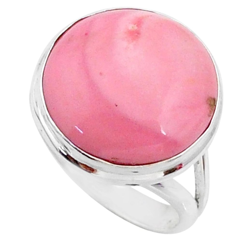12.58cts natural pink opal 925 sterling silver solitaire ring size 7 r66185