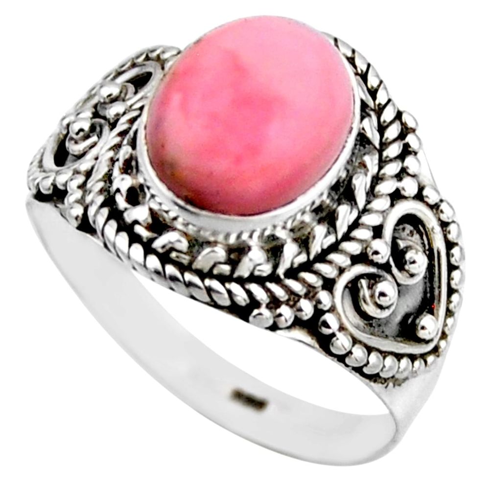 4.30cts natural pink opal 925 sterling silver solitaire ring size 8 r53465