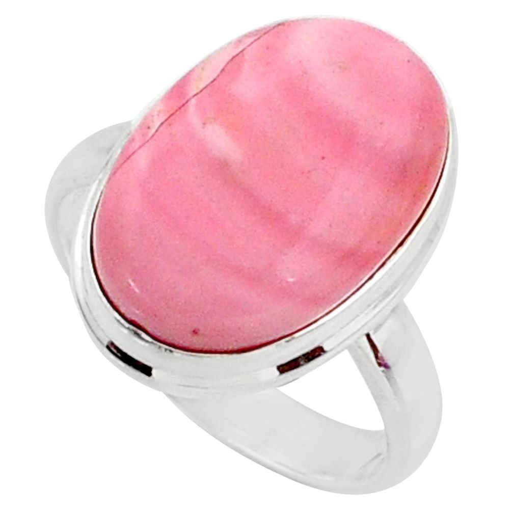 10.31cts natural pink opal 925 sterling silver solitaire ring size 8 r66161