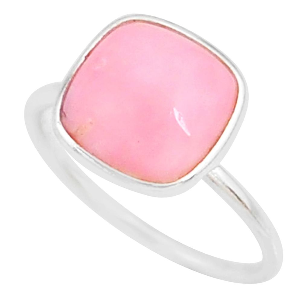 4.59cts natural pink opal 925 sterling silver solitaire ring size 8 r81698