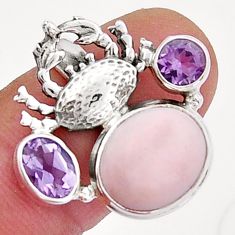 7.52cts natural pink opal amethyst 925 sterling silver crab ring size 7 y20785