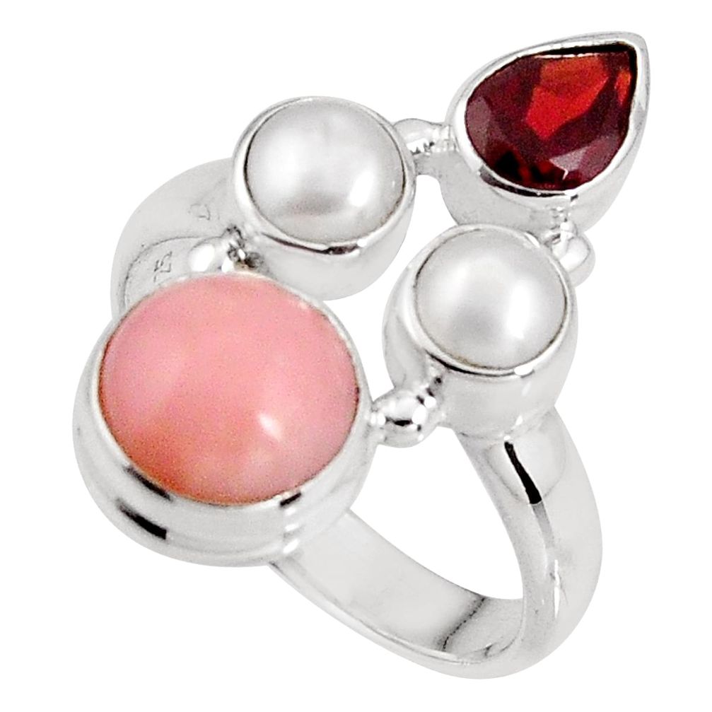 pink opal garnet 925 sterling silver ring jewelry size 7 p90835