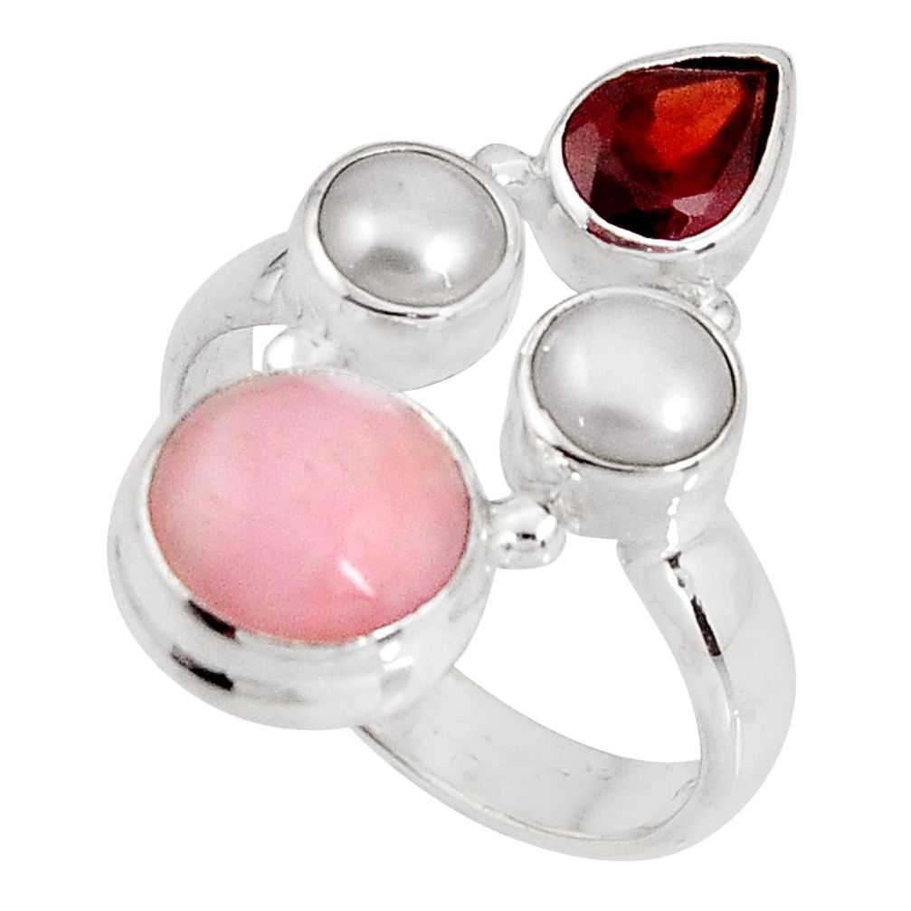 pink opal garnet 925 sterling silver ring jewelry size 7 p90839