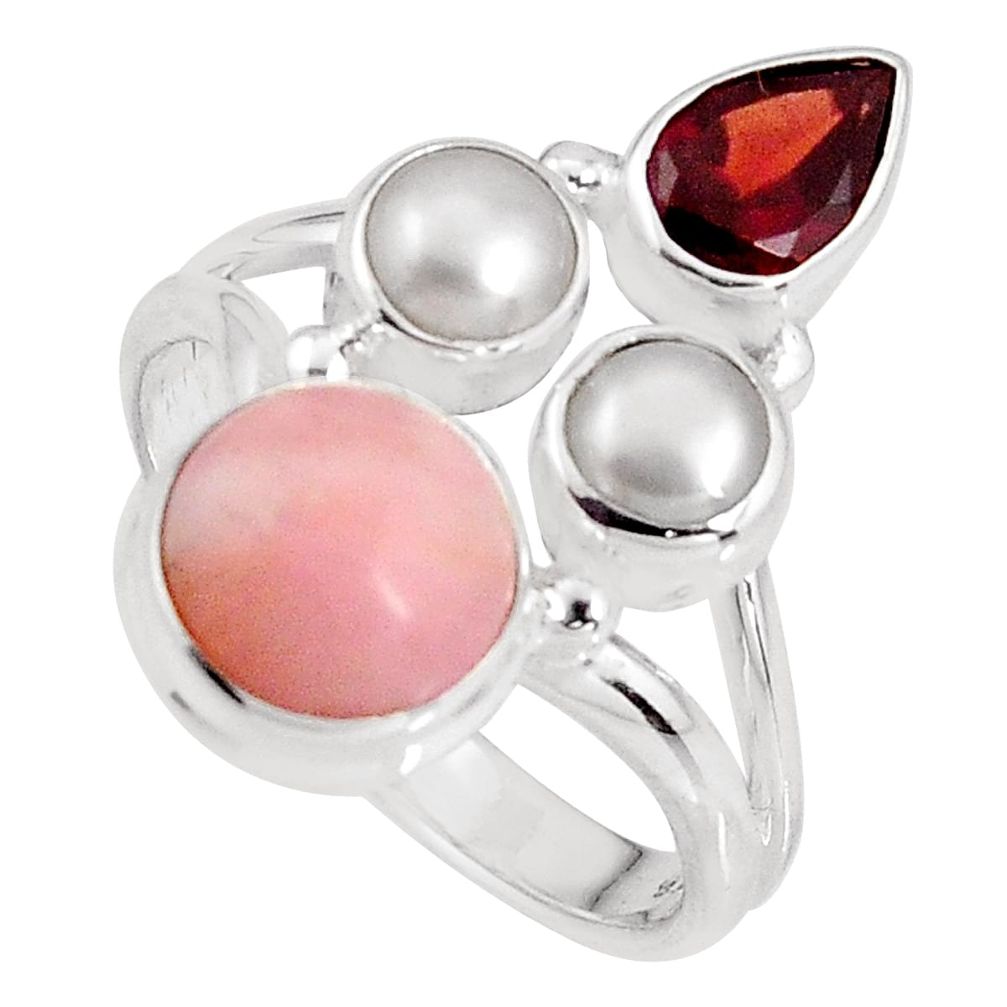 6.84cts natural pink opal garnet 925 sterling silver ring jewelry size 8 p90838