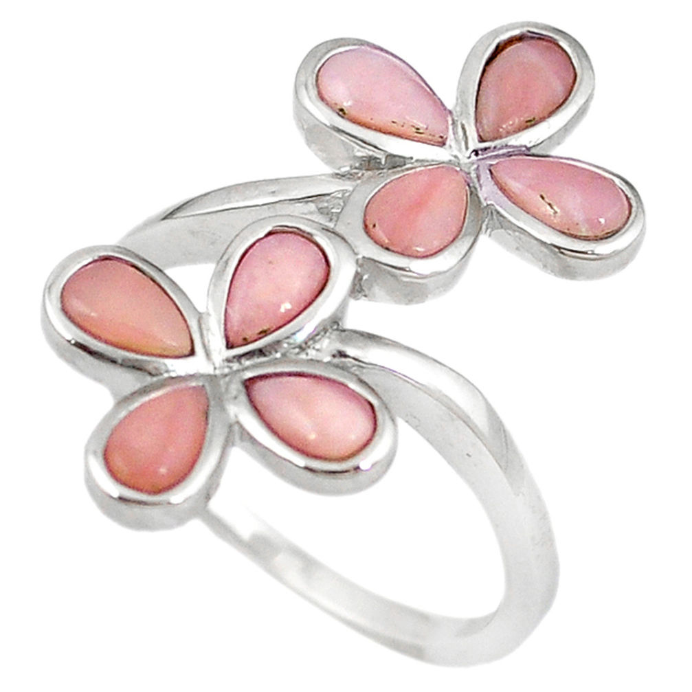 LAB Natural pink opal pear 925 sterling silver ring jewelry size 8.5 a59138 c15050