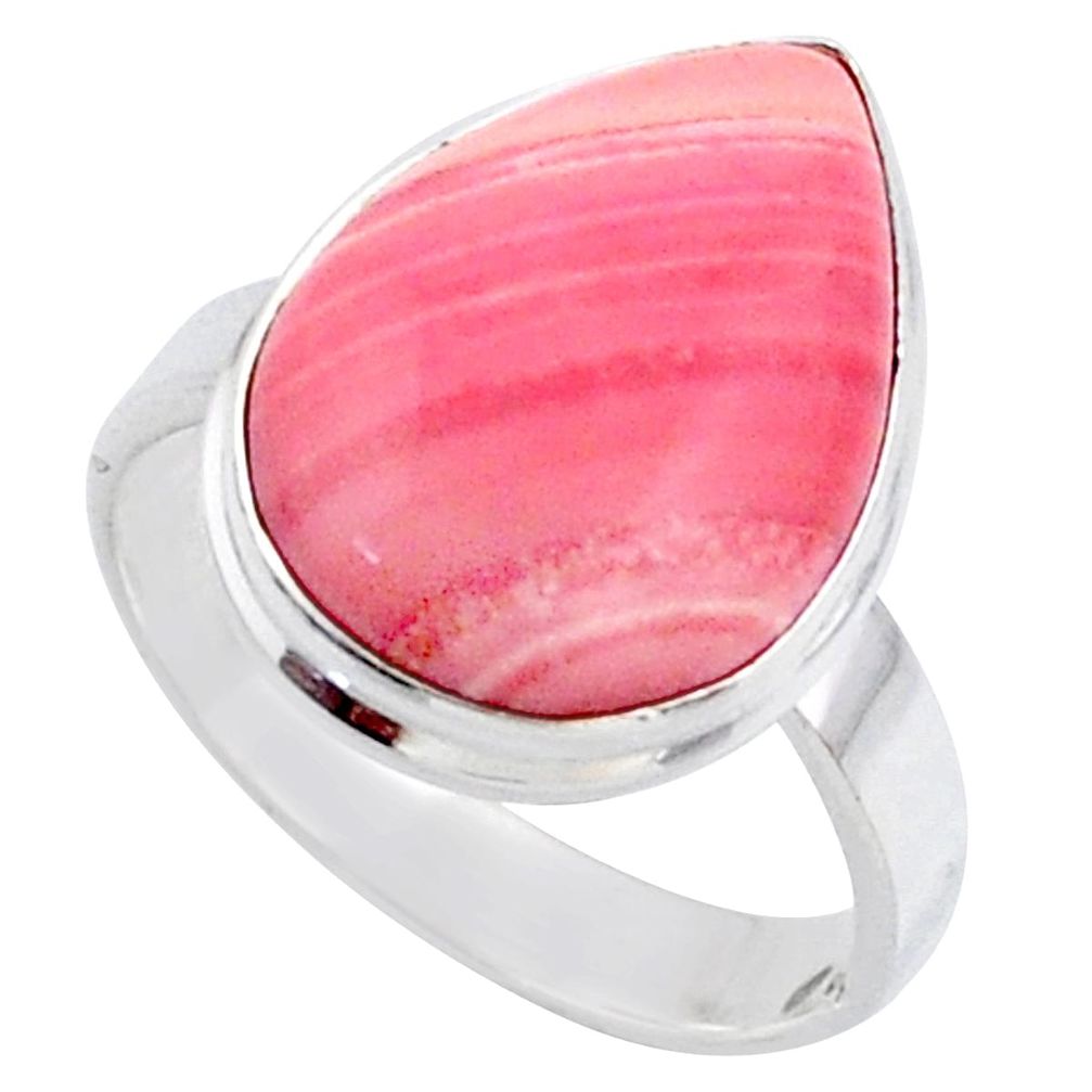 13.15cts natural pink opal pear sterling silver solitaire ring size 9.5 r66169