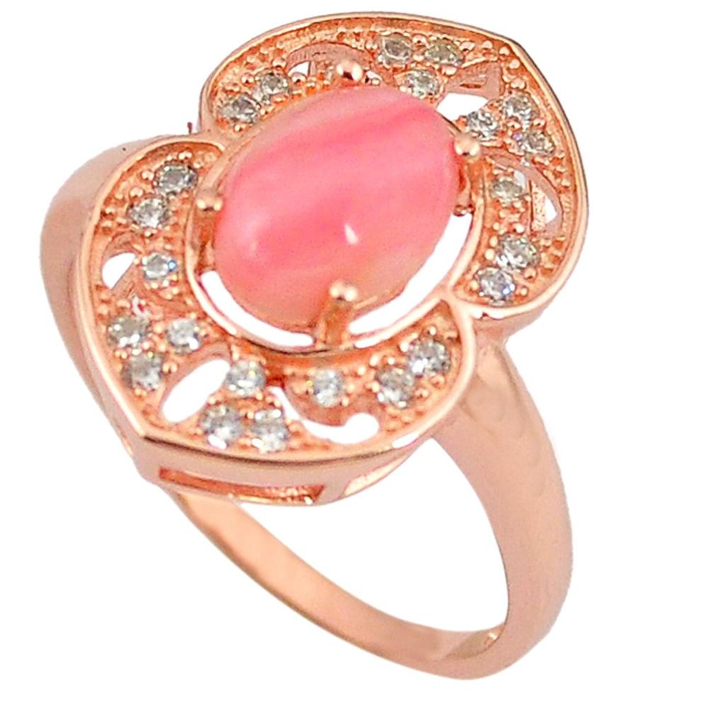 Natural pink opal topaz 925 silver 14k rose gold ring size 8.5 a59069 c15088