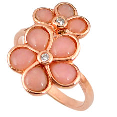 Natural pink opal topaz 925 silver 14k rose gold ring size 8.5 a59106 c15096