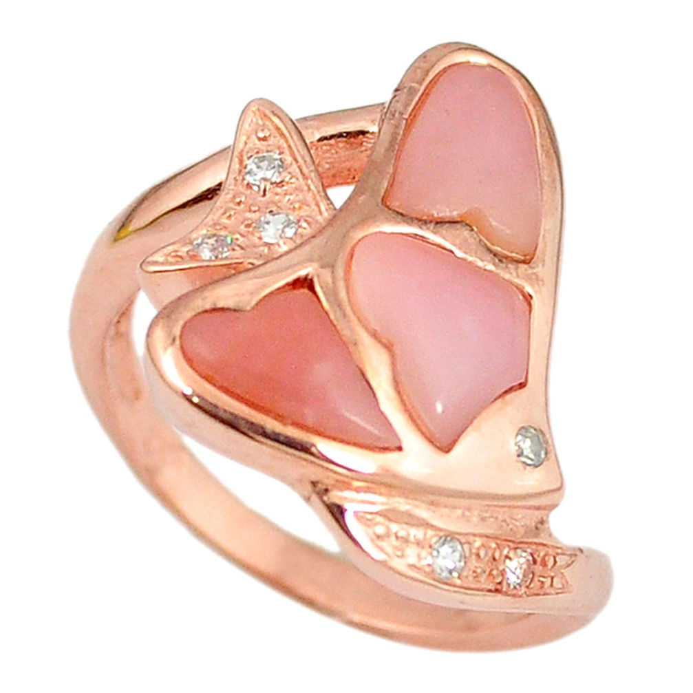 LAB LAB Natural pink opal topaz 925 silver 14k rose gold ring size 7.5 a59125 c15104