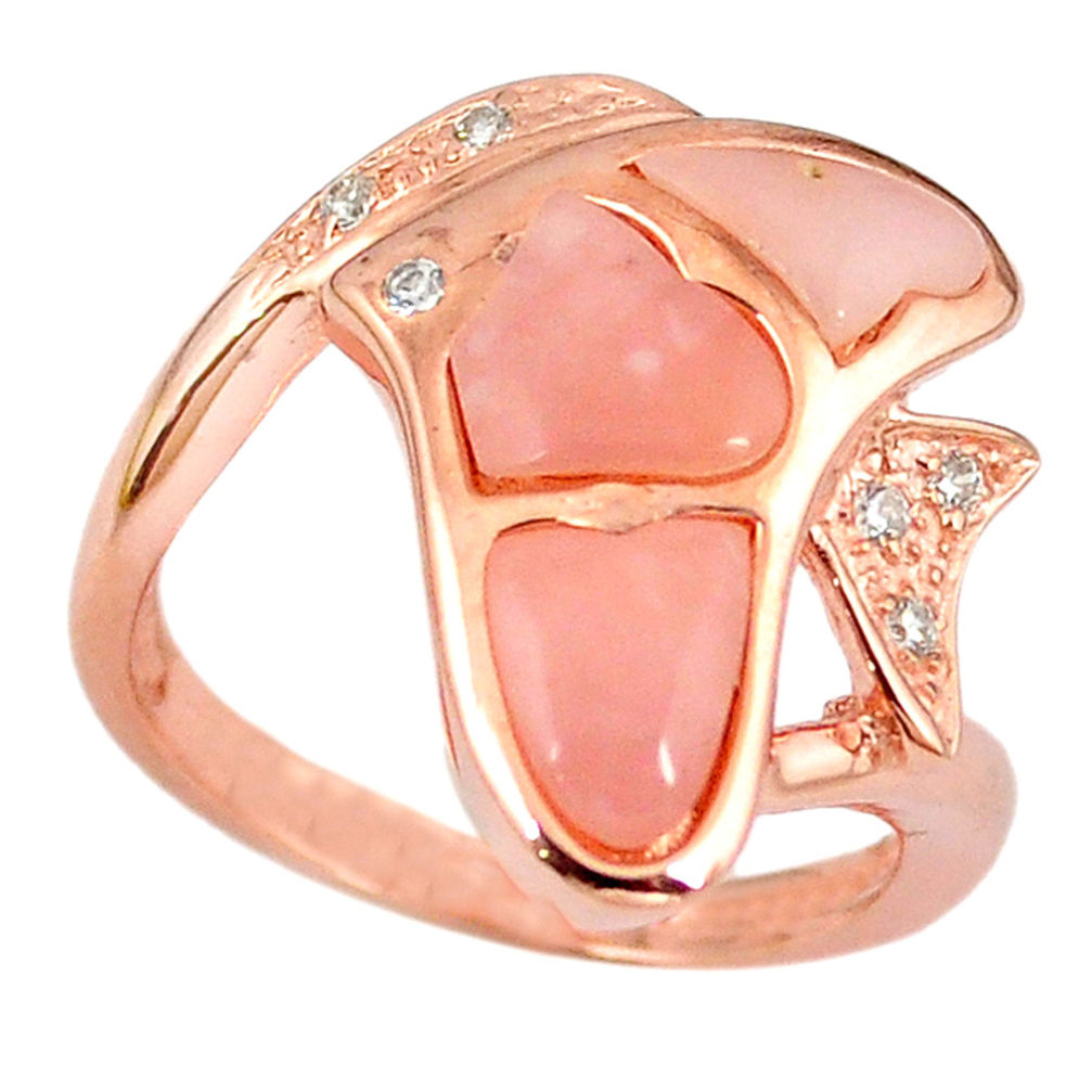 LAB LAB Natural pink opal topaz 925 silver 14k rose gold ring size 7.5 a59130 c15112