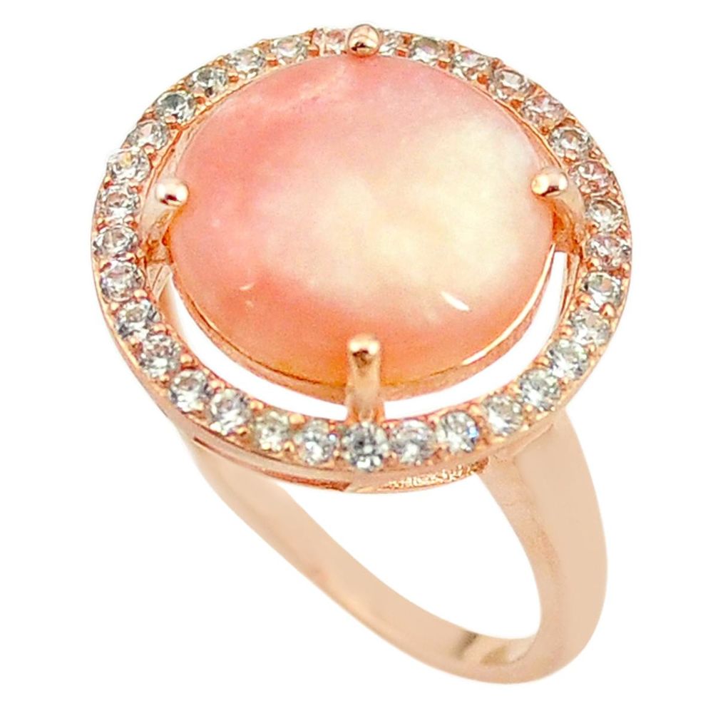 Natural pink opal topaz 925 silver 14k rose gold ring size 9.5 a68056 c15020