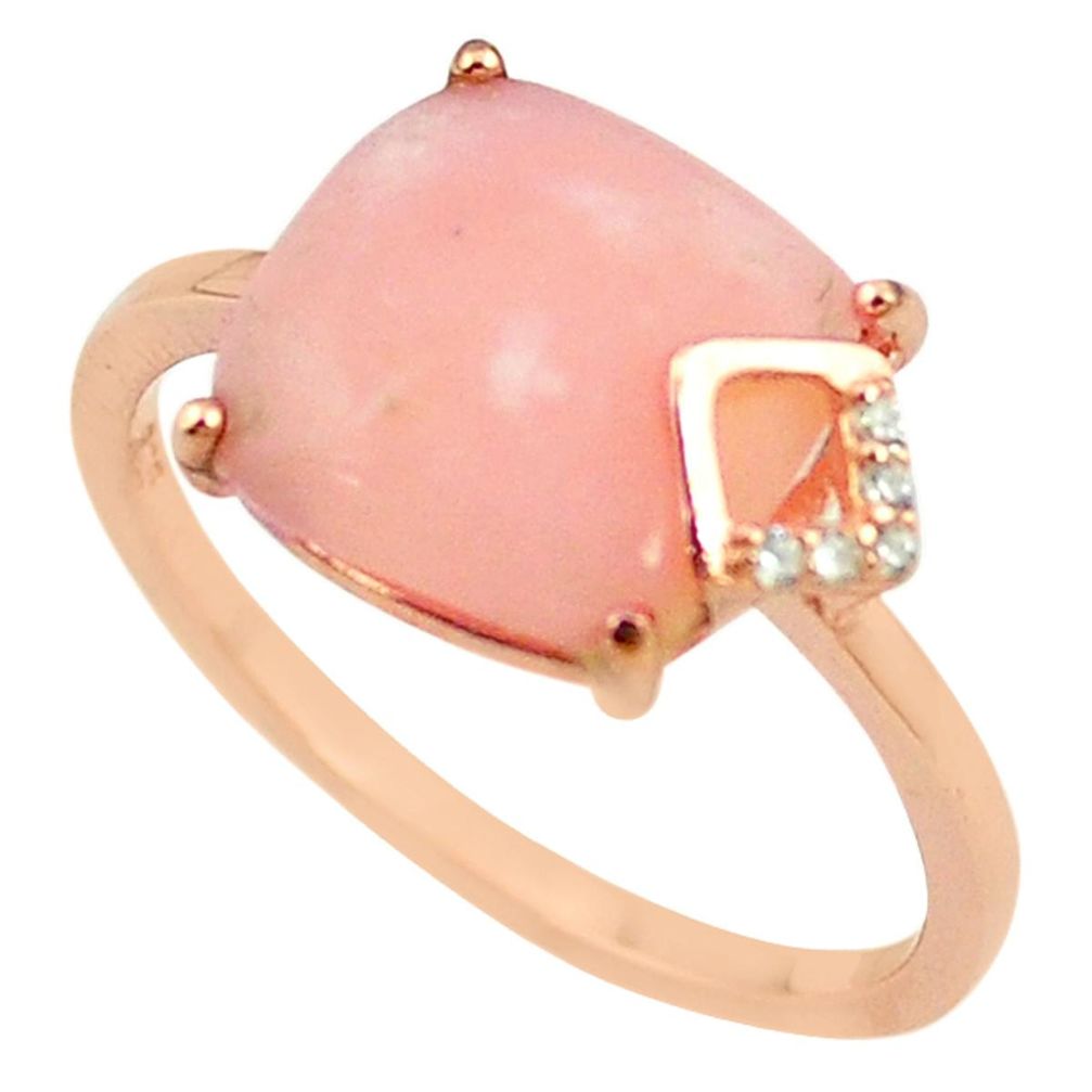 Natural pink opal topaz 925 silver 14k rose gold ring size 8.5 a68137 c15079