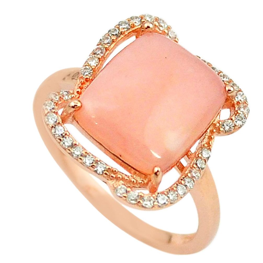 Natural pink opal topaz 925 silver 14k rose gold ring size 7 a68106 c15012