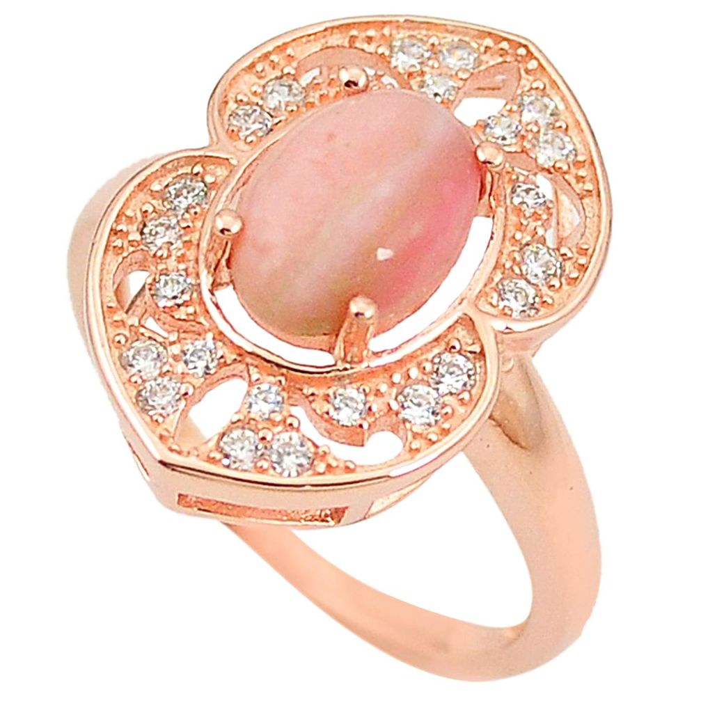 Natural pink opal topaz 925 silver 14k rose gold ring size 7 a76261 c15092