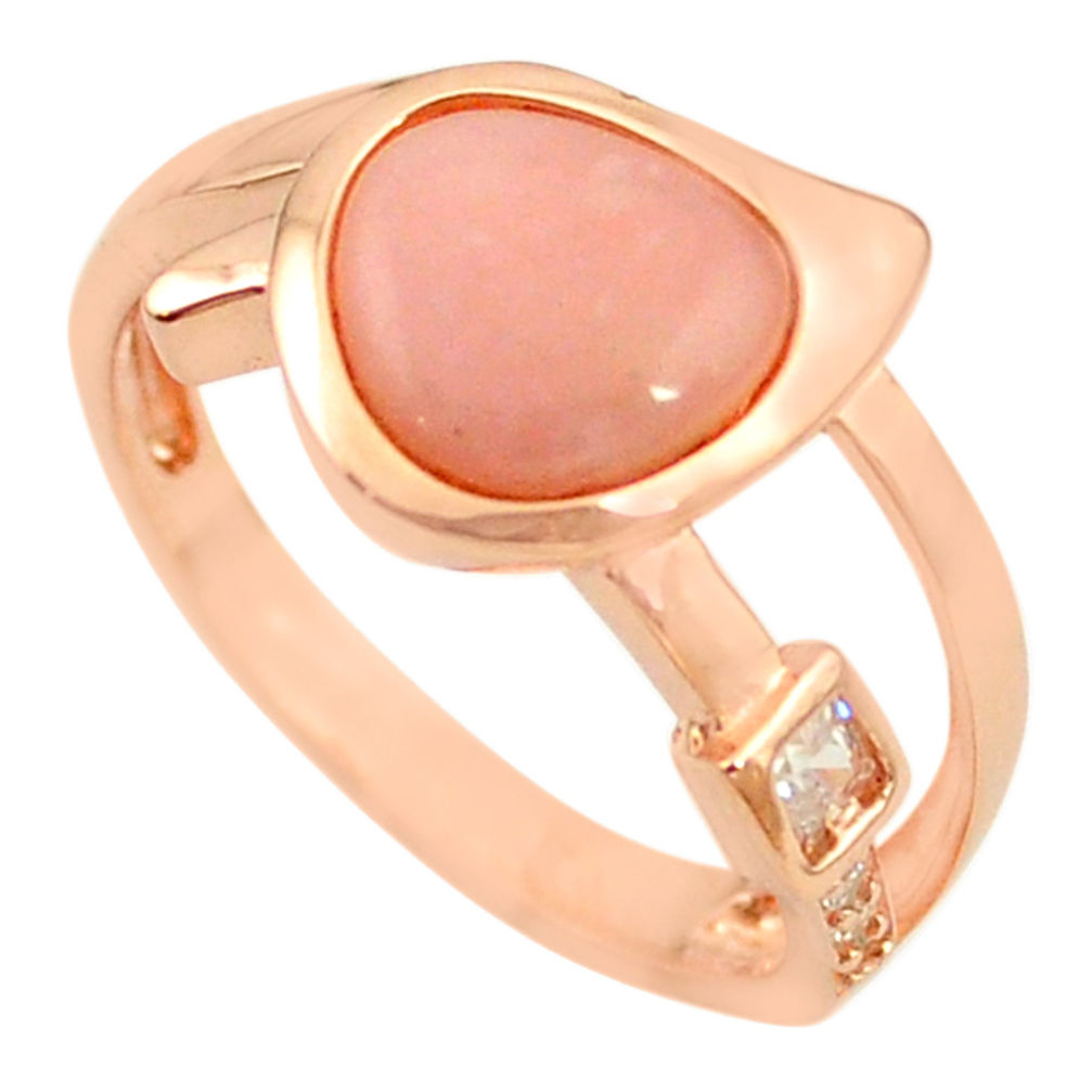LAB LAB Natural pink opal topaz 925 silver 14k rose gold ring size 8 a68080 c15061