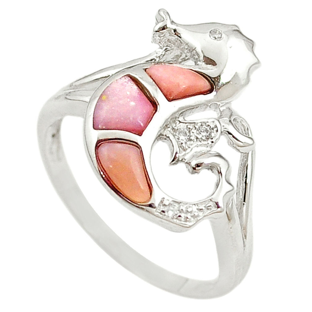LAB LAB Natural pink opal topaz 925 silver seahorse ring jewelry size 9.5 a68259 c15191