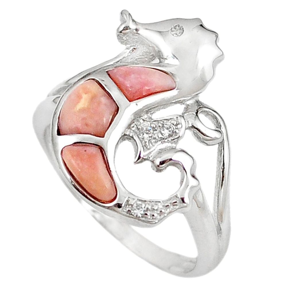 Natural pink opal topaz 925 sterling silver ring jewelry size 7.5 a59105 c15190