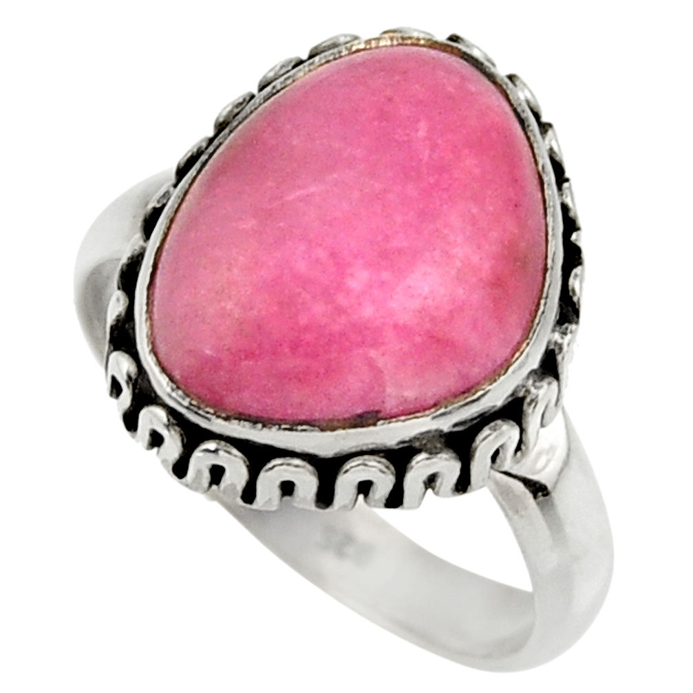 7.51cts natural pink petalite 925 silver solitaire ring jewelry size 7.5 r28445