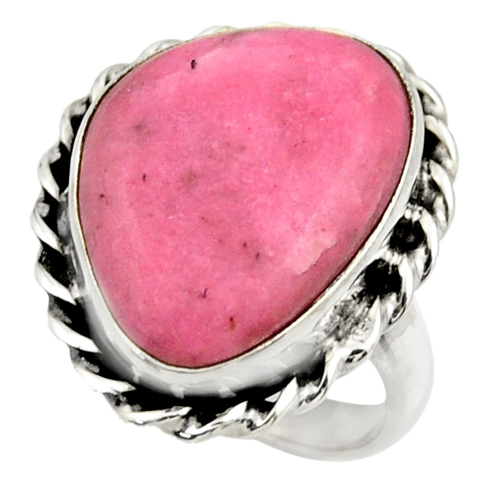 12.41cts natural pink petalite 925 silver solitaire ring jewelry size 7.5 r28452