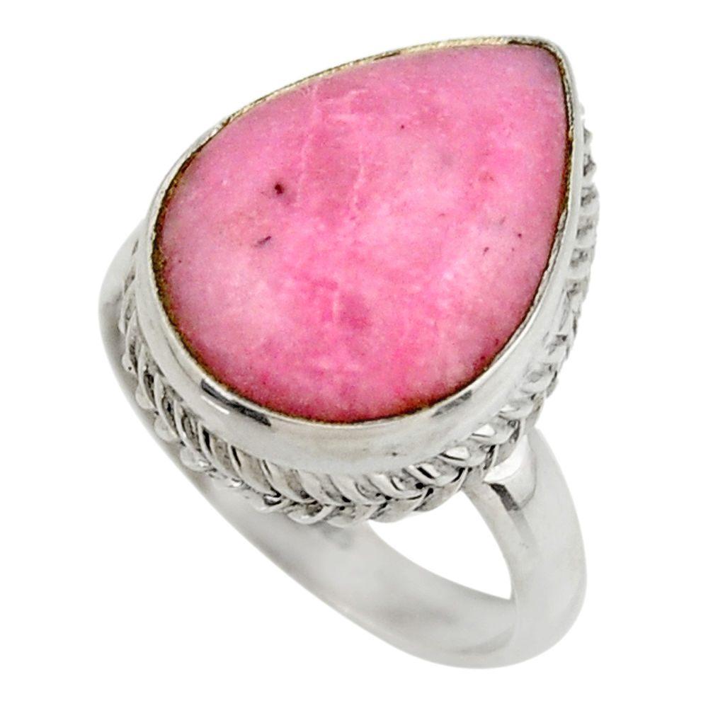 12.75cts natural pink petalite 925 silver solitaire ring jewelry size 7.5 r28454