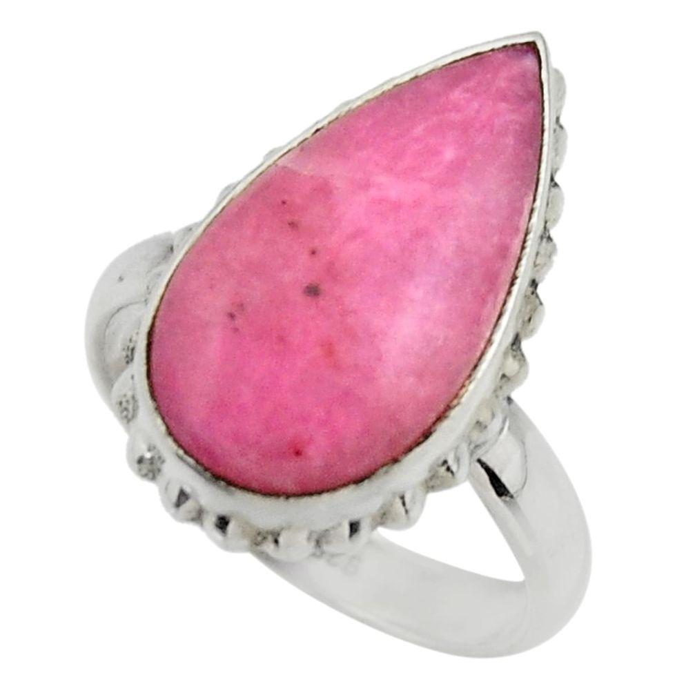 9.40cts natural pink petalite 925 silver solitaire ring jewelry size 7.5 r28474