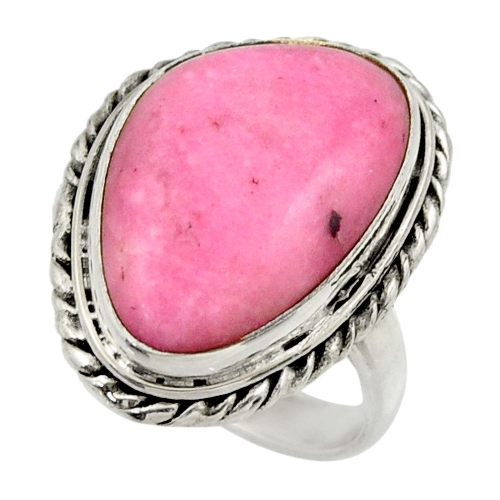 13.55cts natural pink petalite 925 silver solitaire ring jewelry size 7.5 r28480