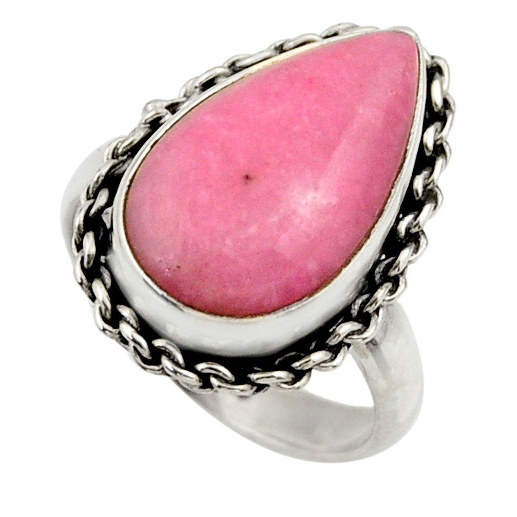 6.49cts natural pink petalite 925 silver solitaire ring jewelry size 7 r28446