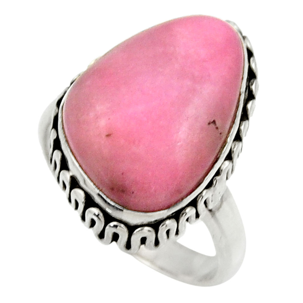 10.58cts natural pink petalite 925 silver solitaire ring jewelry size 7 r28472