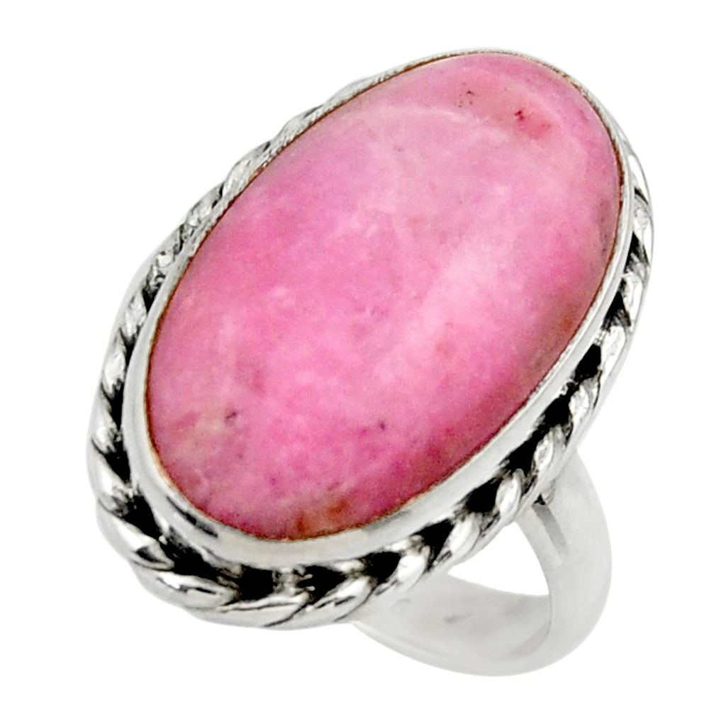 11.96cts natural pink petalite 925 silver solitaire ring jewelry size 7 r28476
