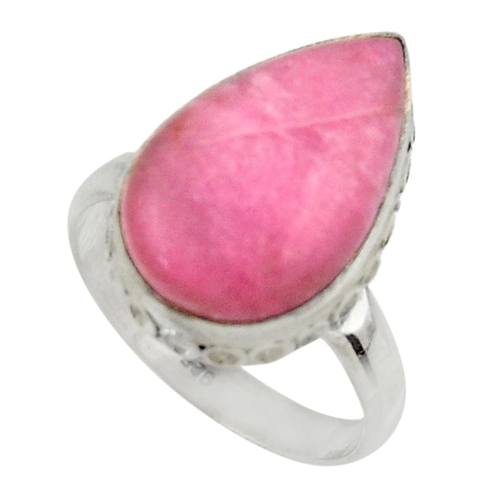 10.27cts natural pink petalite 925 silver solitaire ring jewelry size 8 r28470