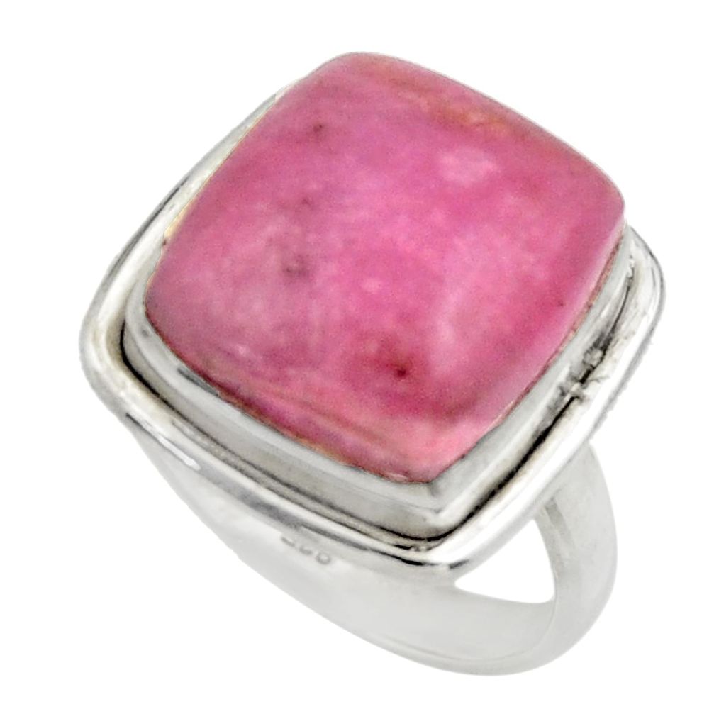 11.20cts natural pink petalite 925 silver solitaire ring jewelry size 8 r28473