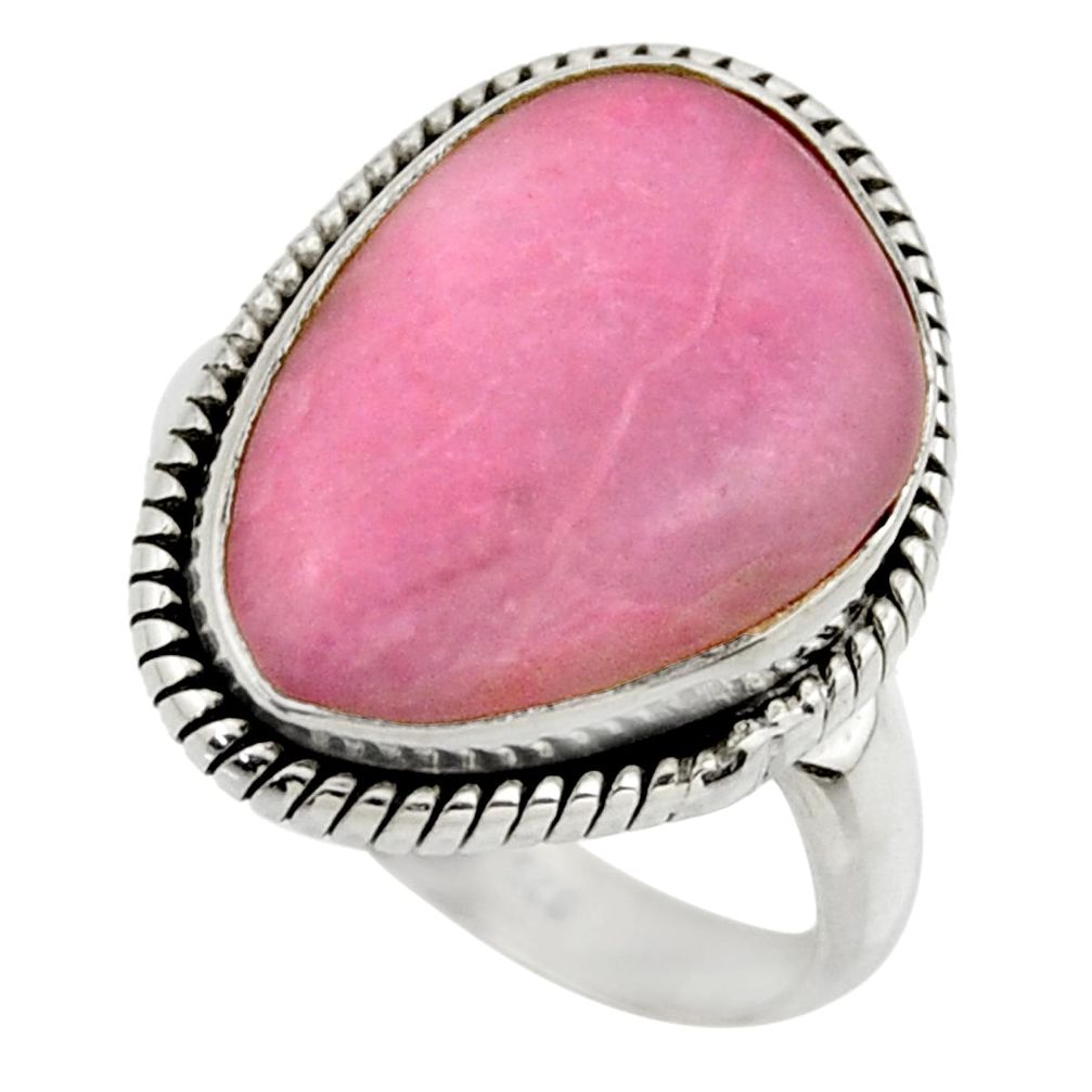 13.16cts natural pink petalite 925 silver solitaire ring jewelry size 9 r28441