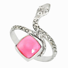 3.12cts natural pink queen conch shell 925 silver snake ring size 8.5 r78667