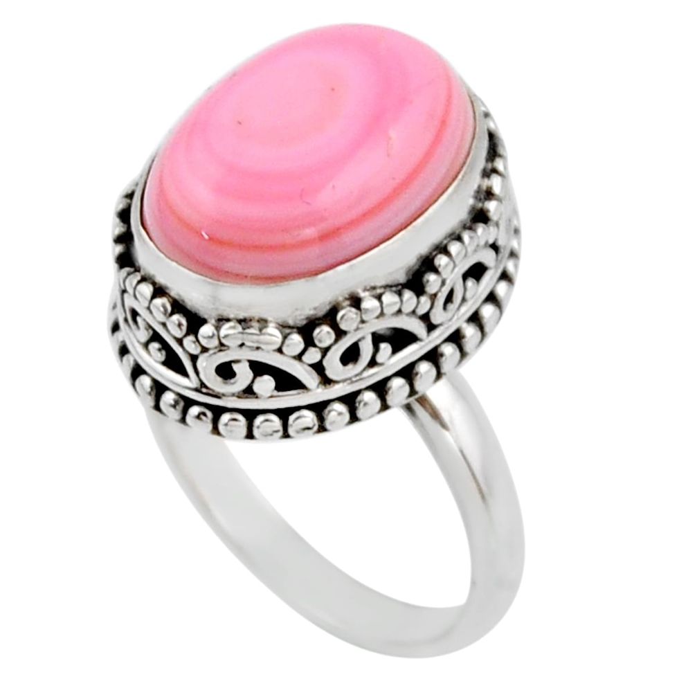 6.48cts natural pink queen conch shell 925 silver solitaire ring size 7 r53709