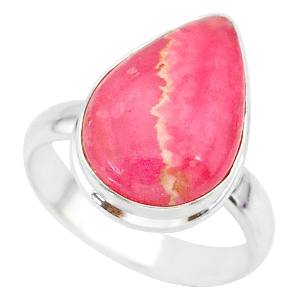 9.16cts natural pink rhodochrosite inca rose 925 silver ring size 7.5 r88756