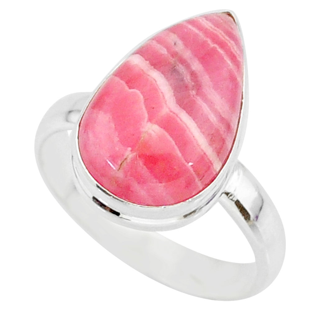9.21cts natural pink rhodochrosite inca rose 925 silver ring size 9.5 r88781