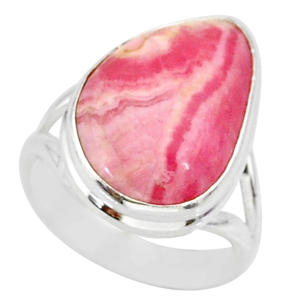 13.60cts natural pink rhodochrosite inca rose 925 silver ring size 6 r88760