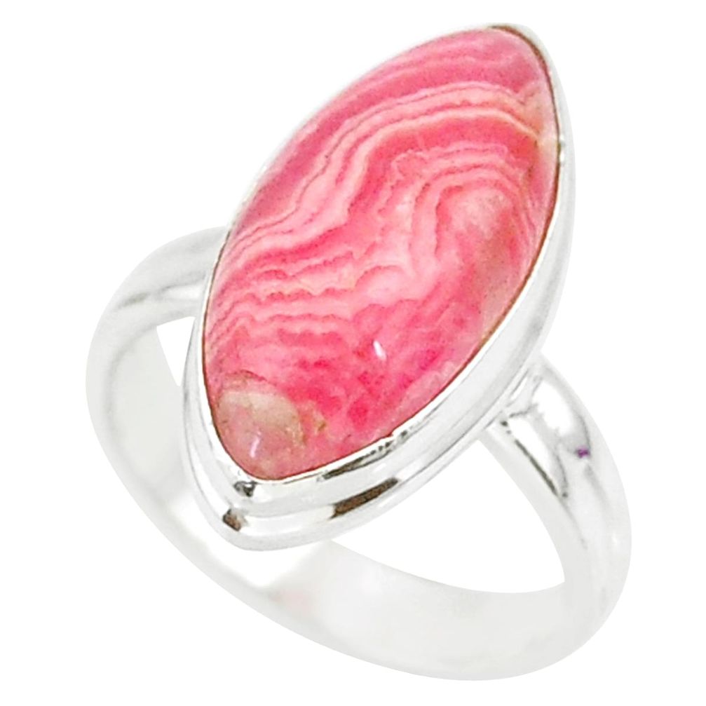 13.08cts natural pink rhodochrosite inca rose 925 silver ring size 6 r88789