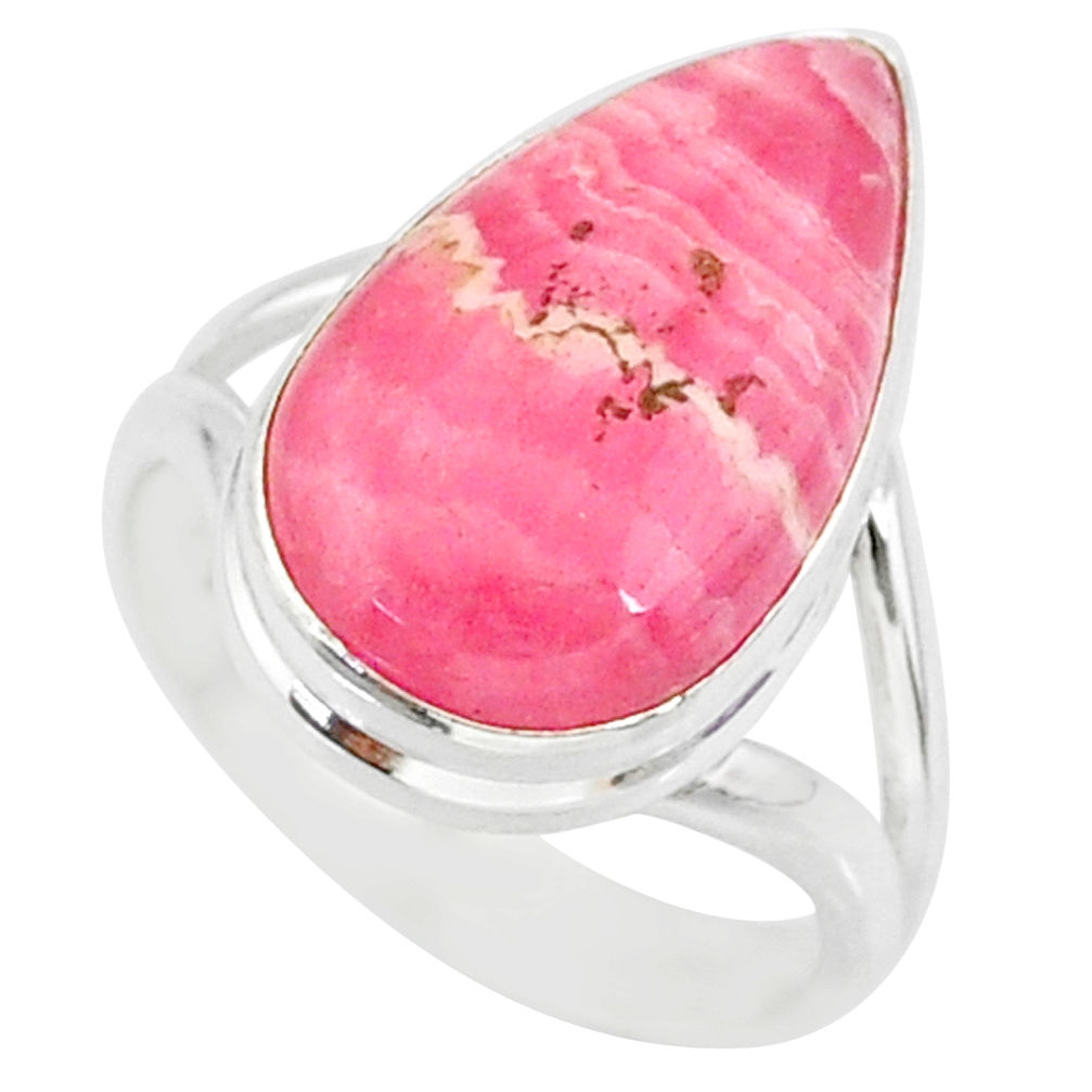 10.30cts natural pink rhodochrosite inca rose 925 silver ring size 7 r88793