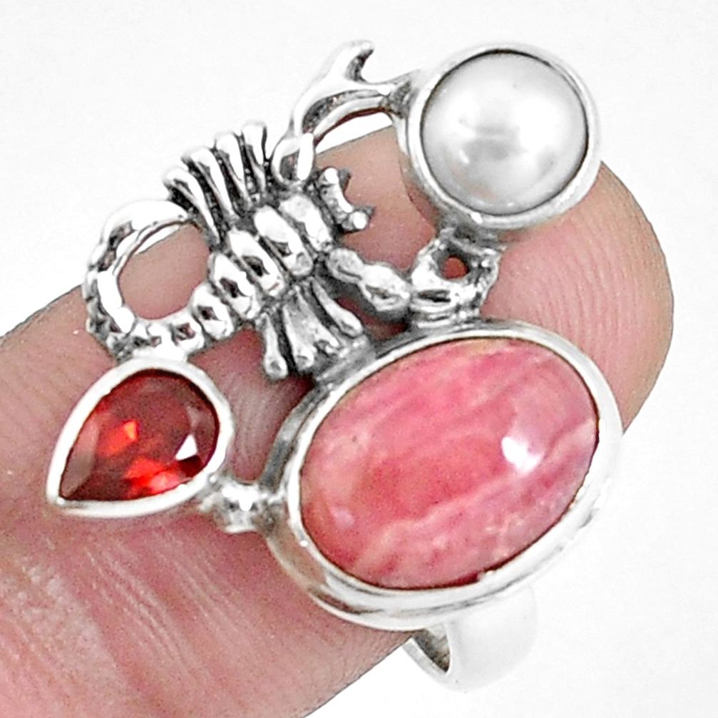 dochrosite inca rose silver scorpion charm ring size 8.5 p42764