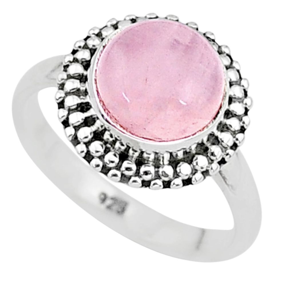 3.10cts natural pink rose quartz 925 silver solitaire ring jewelry size 5 t6010